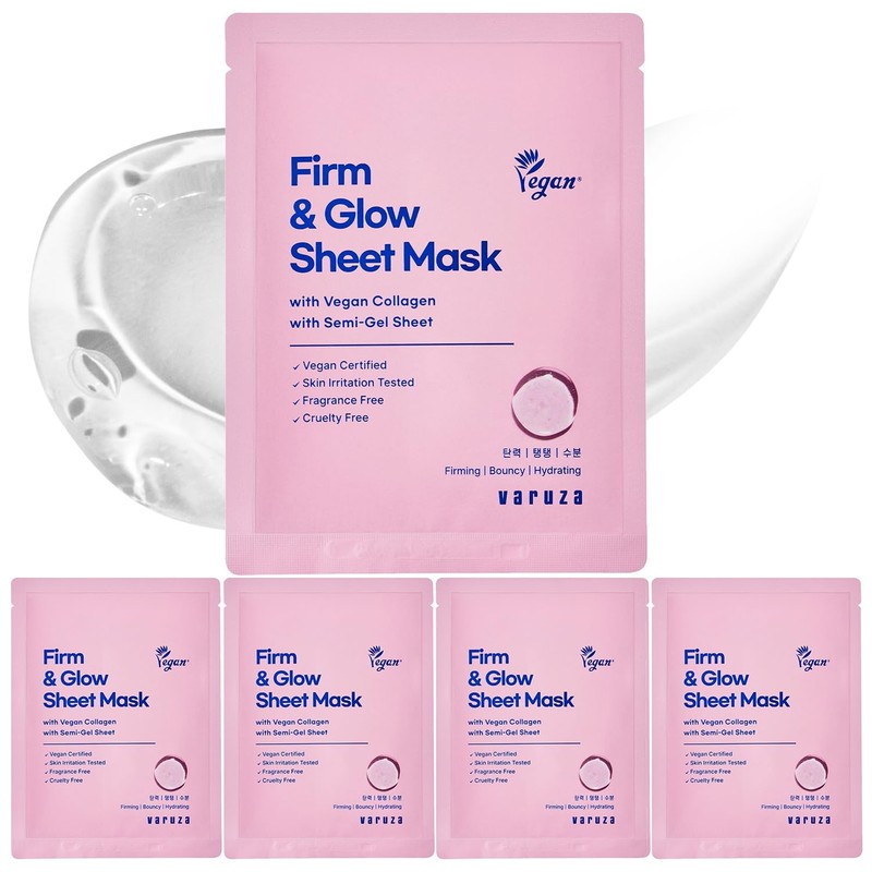 Firm & Glow Sheet Mask with Vegan Collagen Semi-Gel Sheet Biodegradable 100% …