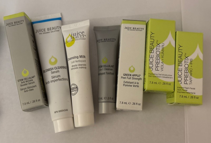 NEW 7pc Lot JuiceBeauty STEM CELLULAR PRebiotix Green Apple Peel~Cleanser Serum