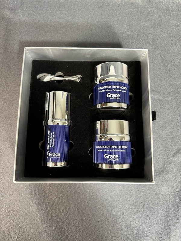 Grace Skincare Cream Triple Action White Radiance Bundle W/ Mask Cream Serum NEW