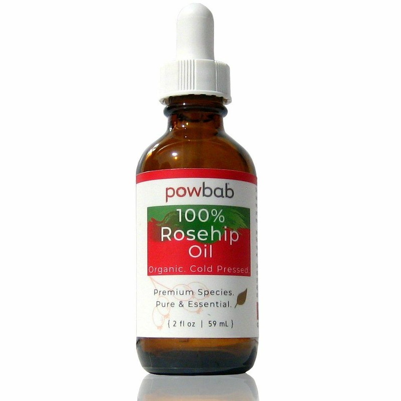 powbab 100% Rosehip Seed Oil: Organic, Wild, Fair Trade, Unrefined for Face. 2oz