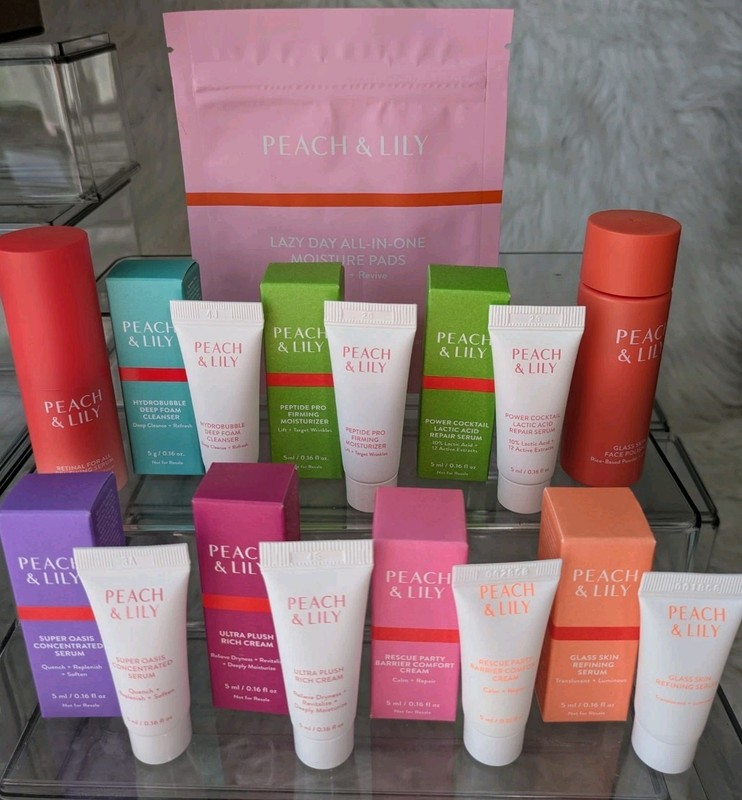 Lot of 10 Peach & Lily Assorted Cleansers Moisturizer Serums Firming Skin Care gallery