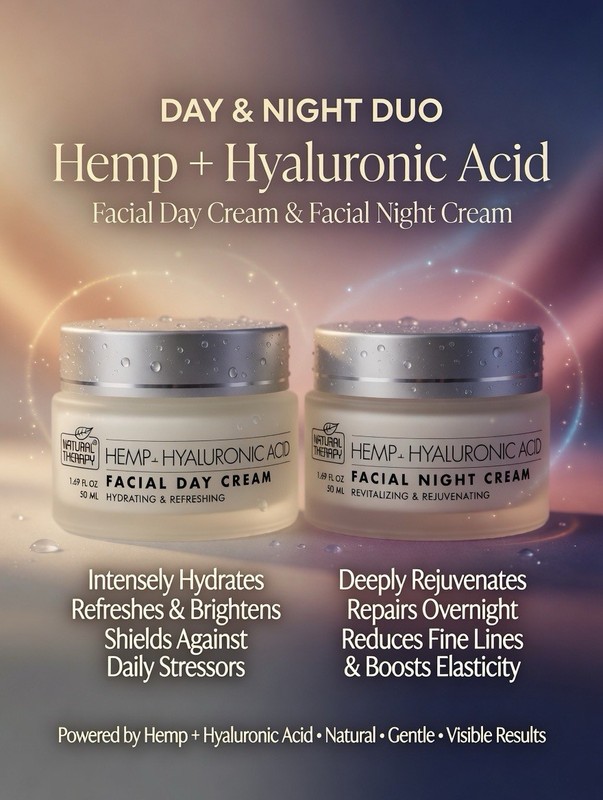 Natural Therapy Hemp +Hyaluronic Acid Anti-Aging Day & Night Cream (1.69 oz) gallery