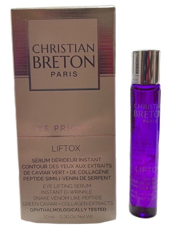 2x Christian Breton Paris Eye Priority LIFTOX Eye Serum w Roll On .30 fl oz