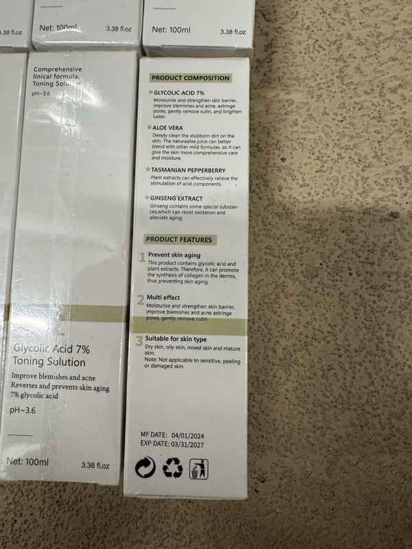 10 packs Glycolic Acid 7% Toning Solution. 100 ml 3.38 fl oz PH 3.6 - EXP 03/27 gallery