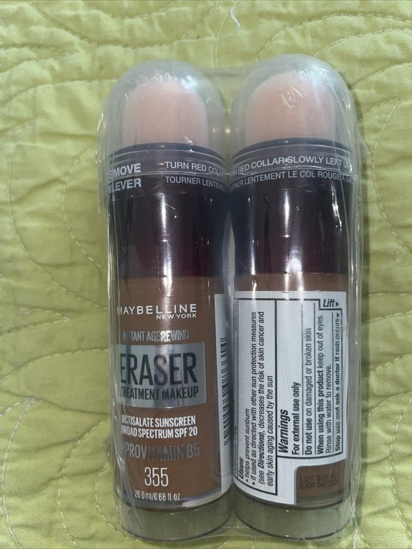 2 pk NEW! Maybelline Instant Age Rewind Eraser Treatment Foundation Makeup #355