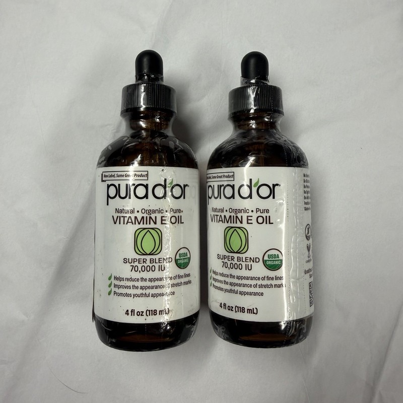 Lot Of 2 PURA D’OR Natural Organic Pure Vitamin E Oil Super Blend 70,000 IU