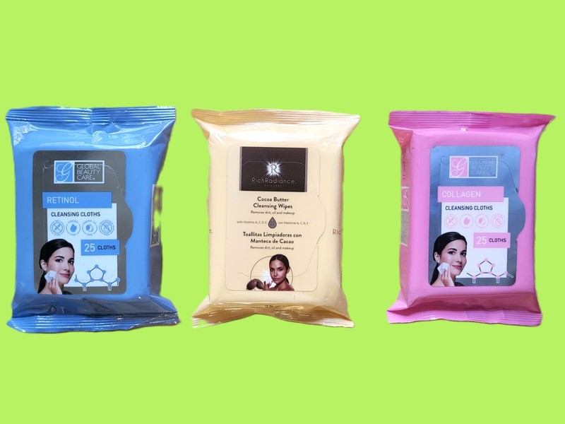 COLLAGEN Cleansing Cloths Face Wipes , Total Global Beauty – Qty 3