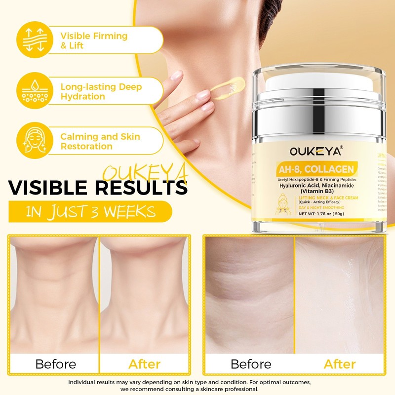 OUKEYA Anti-Wrinkle Neck Cream With Peptides & Collagen For Tighten & Lift Cream gallery
