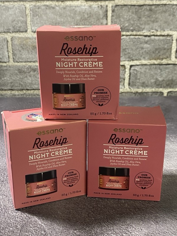 ESSANO ROSEHIP Moisture Restorative NIGHT CRÈME 1.70 oz Lot of 3! Aloe Vera