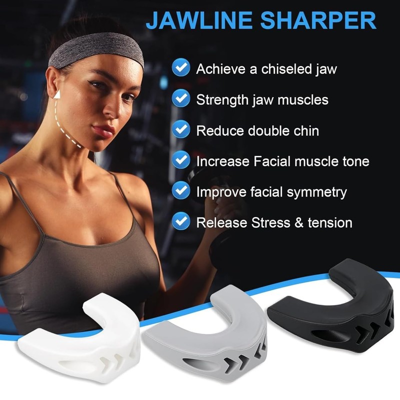 Jaw Trainer-Jawline Exerciser for Men & Women|3 Resistance white black grey gallery