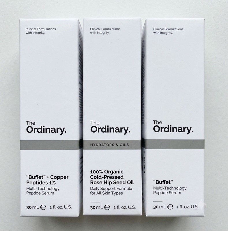 NEW The Ordinary Trio -Buffet Copper Peptides RoseHip Oil, Buffet Multi HA Serum