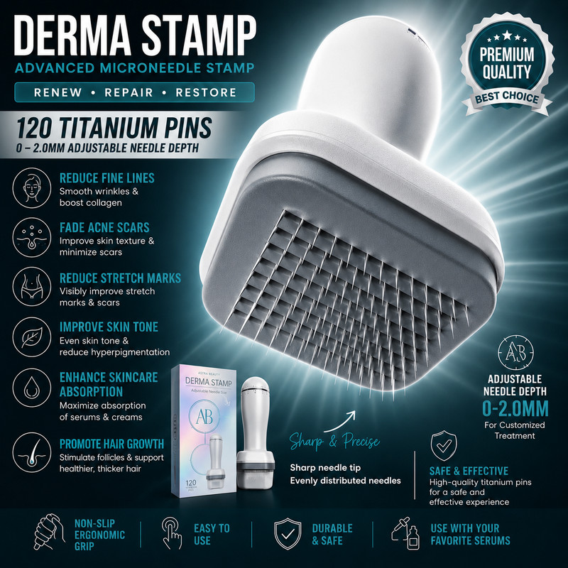 [2 Pack] Titanium Microneedling Stamp – Adjustable Hair Growth Skin Care Tool