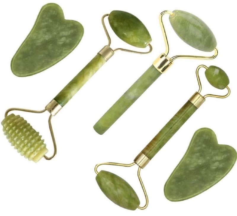 Jade Roller & Gua Sha Set 5 in 1 Facial Massager Tools Jade Gua Sha Facial M…