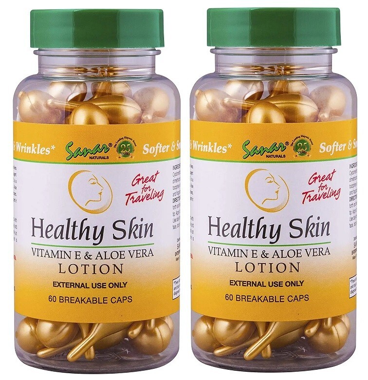 2 Pack- Healthy Skin Vitamin E & Aloe Vera Lotion, 60 Caps *EXP 6/24*