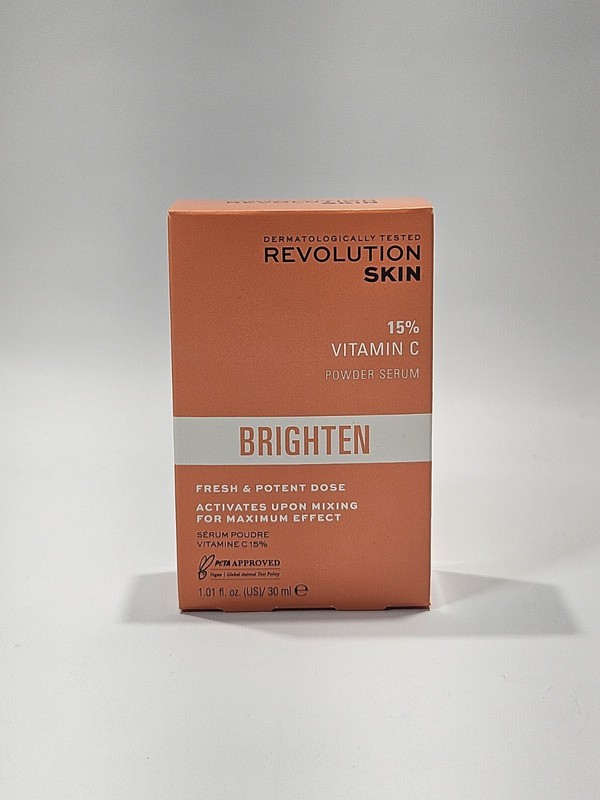 Revolution Skin 15% Vitamin C Powder Serum Brighten Vegan Cruelty Free 1.01oz