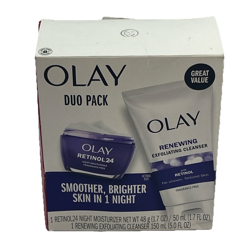 Olay Duo Retinol 24 Night Moisturizer 1.7oz + Renewing Exfoliating Cleanser 5oz