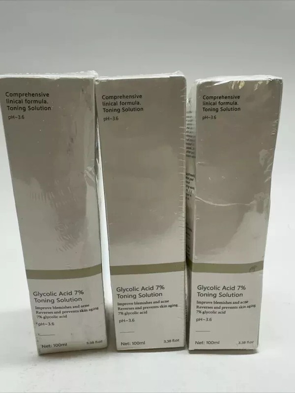 3 PACK Glycolic Acid 7% Ph 3.6 Toning Resurfacing Solution 100Ml each RK1