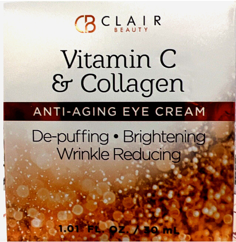 CB Clair Vitamin C & Collagen Anti-Aging Eye Cream, De-puffing Wrinkle 30ml NIB
