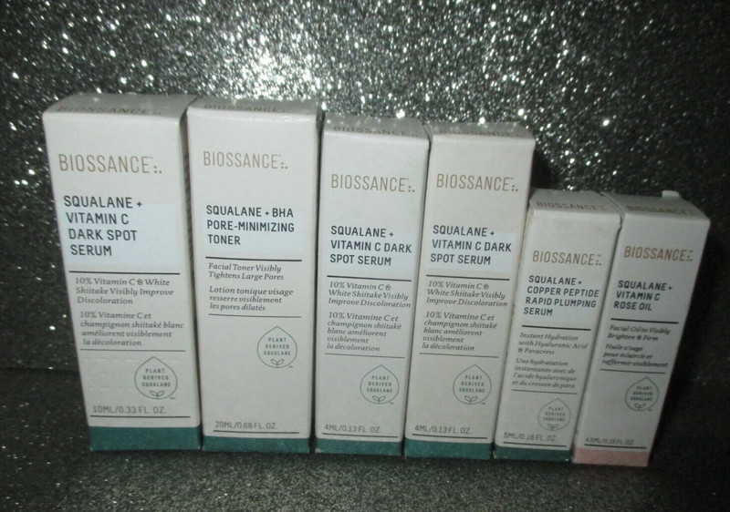 Lot of 6 – Biossance SQUALANE, Serum, Toner, Rose Oil Travel Size NIB