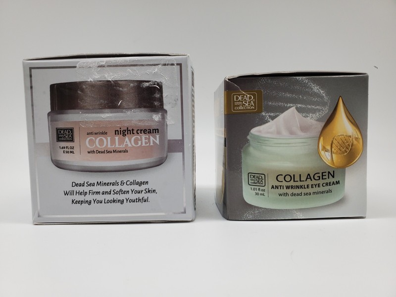 DEAD SEA COLLAGEN 2 Piece Set w Dead Sea Salts Night Cream + Eye Cream