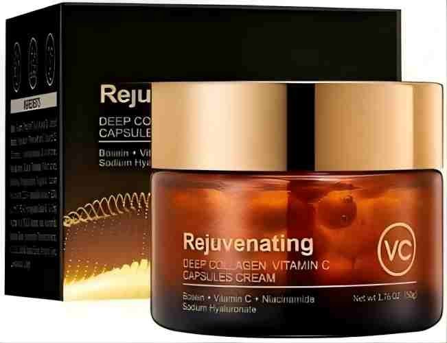 Rejuvenating Deep Collagen Vitamin C Capsules Cream, Brightening Hydrating Radia