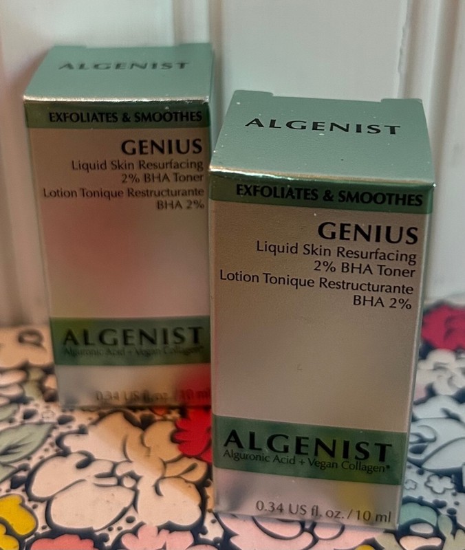 LOT OF 2 ALGENIST GENIUS LIQUID SKIN RESURFACING 2% BHA TONER 0.34 OZ X 2