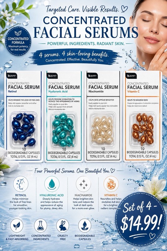 b-pure Concentrated Facial Serum Capsules Set of 4 Retinol HA Niacinamide Vit C