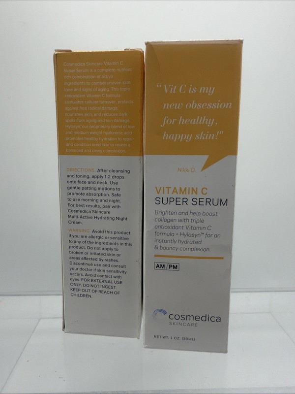 (2) Cosmedica Skincare Vitamin C Super Serum Face Moisturizer 1 oz COMBINESHIP gallery