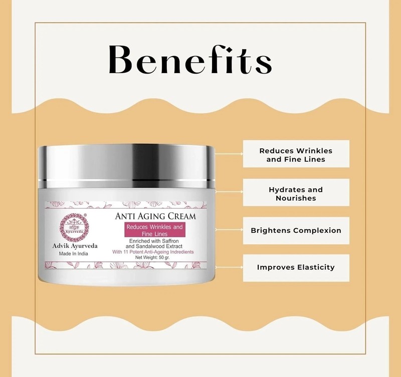 Advik Ayurveda Anti Aging Cream For Fine Lines, Wrinkles 50gm gallery