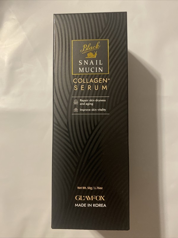 GLAMFOX Black Snail Mucin Collagen Serum 1.76 oz/50g – Exp 07/2026 New & Sealed