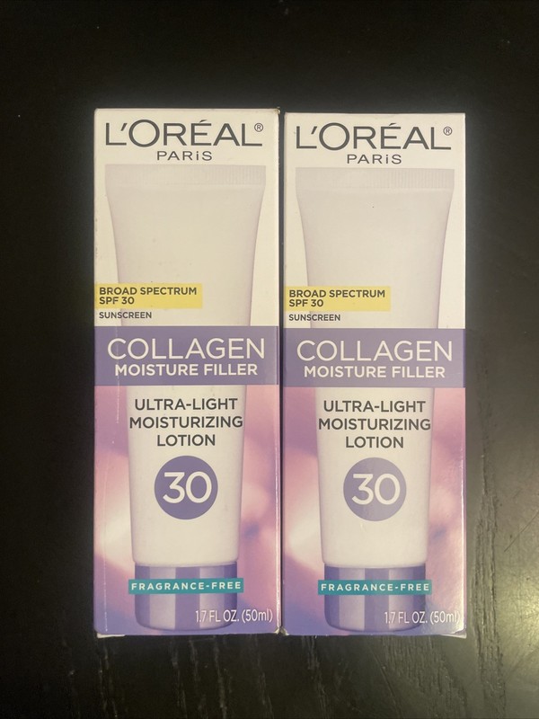 2 PACK L’Oreal Paris Collagen Moisture Filler Lotion SPF 30 1.7 FL OZ Exp 02/26