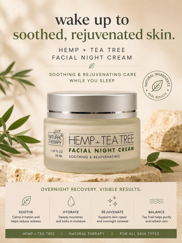 Natural Therapy Hemp + Tea Tree Hydrating & Purifying Night Cream 1.69oz gallery