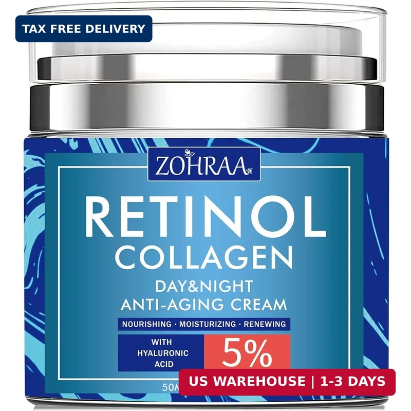 Retinol Cream for Face – Facial Moisturizer with Collagen and Hyaluronic Acid, A