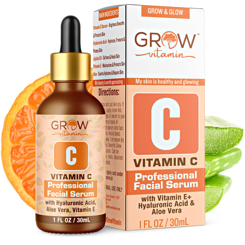 Grow Vitamin – Vitamin C Serum 1 fl. oz, Professional Facial Serum, exp 2025+