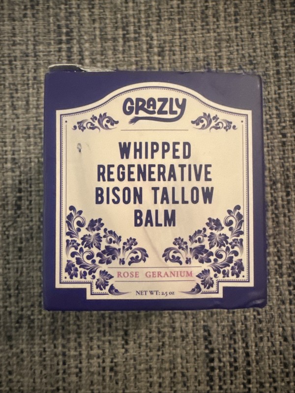 Whipped Bison Tallow Balm w/Manuka Honey, Jojoba, Rose Geranium Oil – Grass-F…