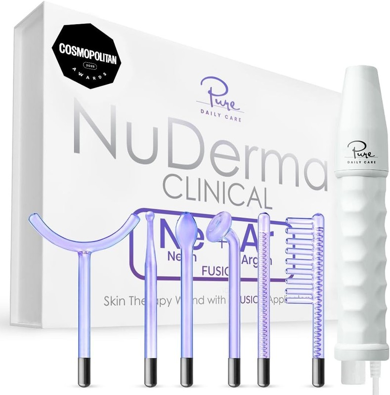 NuDerma Clinical Portable Skin Therapy Wand, Machine with 6 Fusion Wands