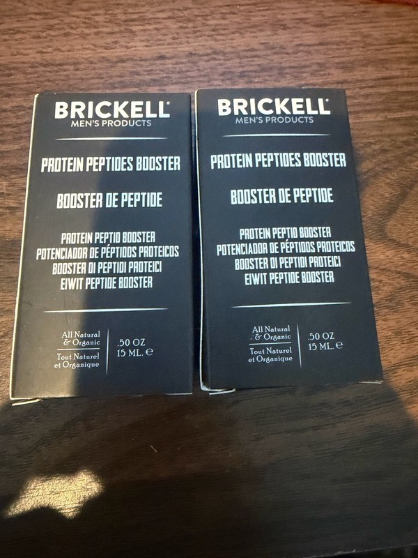 Lot Of 2 New Brickell Men’s Products Protein Peptides Serum Booster .5oz