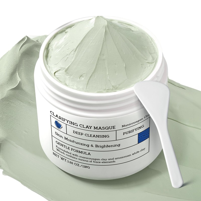 Clay Mask for Face & Sensitive Skin: Triple Mud Formula Deep Cleans Pores Red…