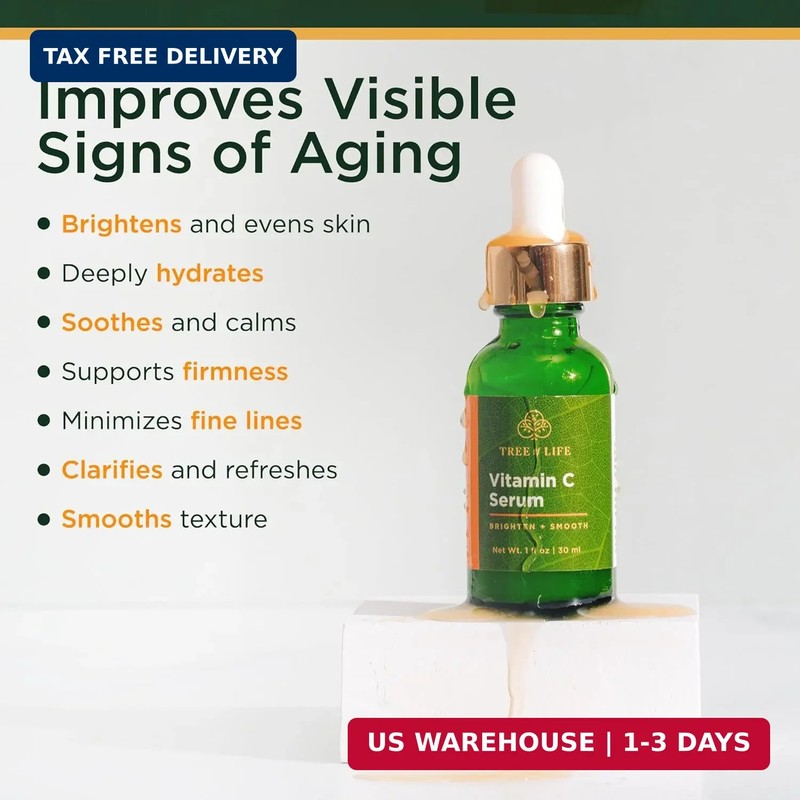 Tree of Life Vitamin C Serum For Face - Brightening Face Oil for Dark & Age Spot gallery