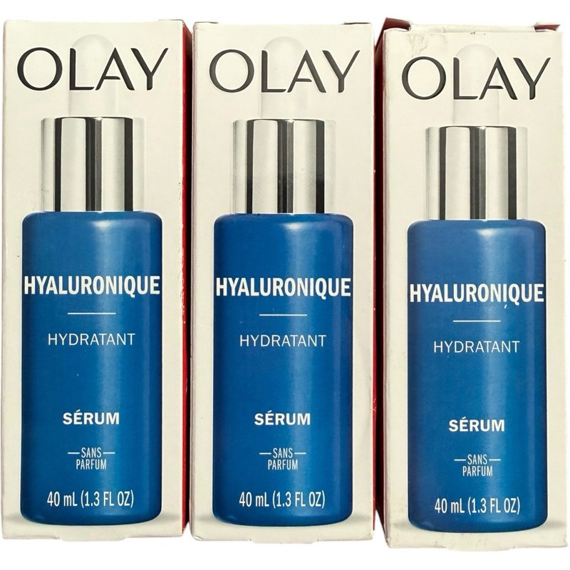 (3) Olay Hyaluronic Hydrating Serum Fragrance Free 1.3 Fl Oz 40mL New! Free Ship