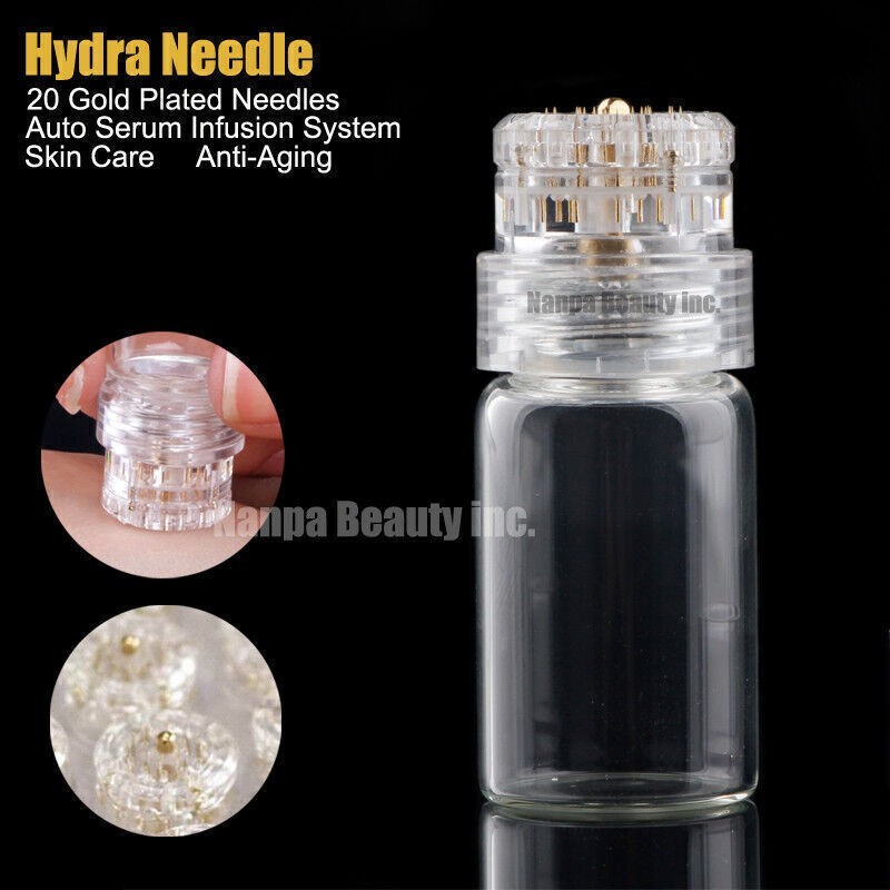 New Hydra 20 Pins Derma Roller With bottle Serum Infusion Anti Aging Home Use