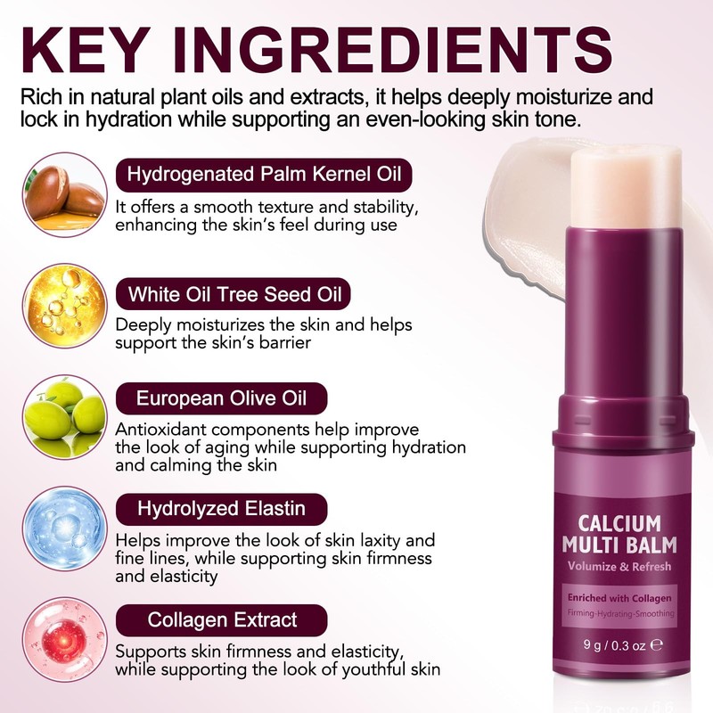 2PCS Calcium Multi Balm Stick, Calcium Volume Multi Balm Stick, Firming,Hydra... gallery