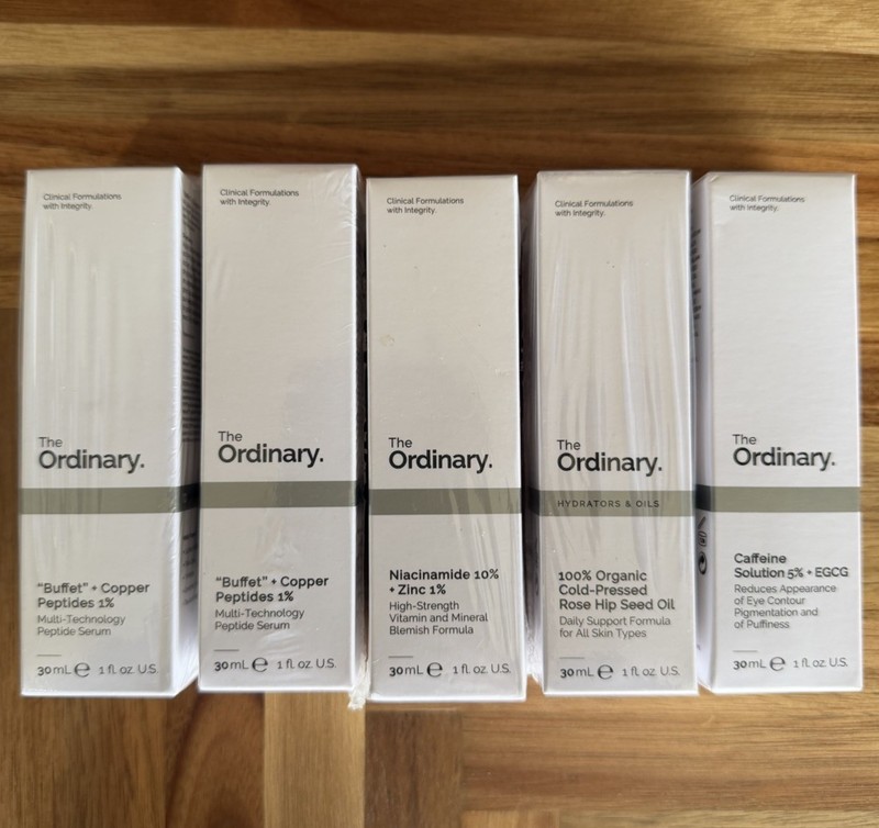 The Ordinary Skincare Bundle 5 PACKS– Buffet, Caffeine, Rosehip Oil, Niacinamide