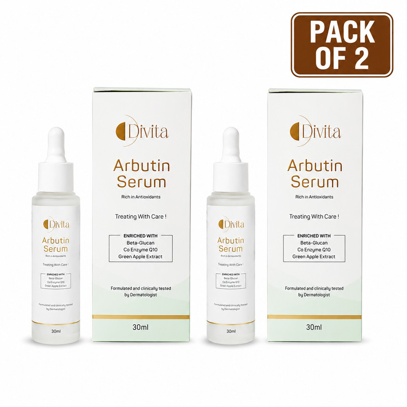 DIVITA 2% Arbutin Serum Green Apple CoEnzyme Q10 30ml Pack of 2 Free Ship