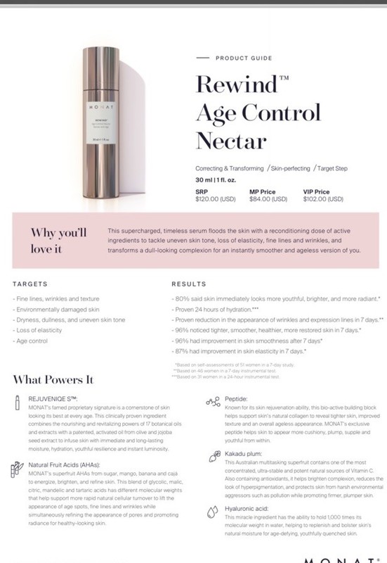 Monat Rewind Age Control Nectar 30ml FREE SHIPPING New In Box Sealed gallery