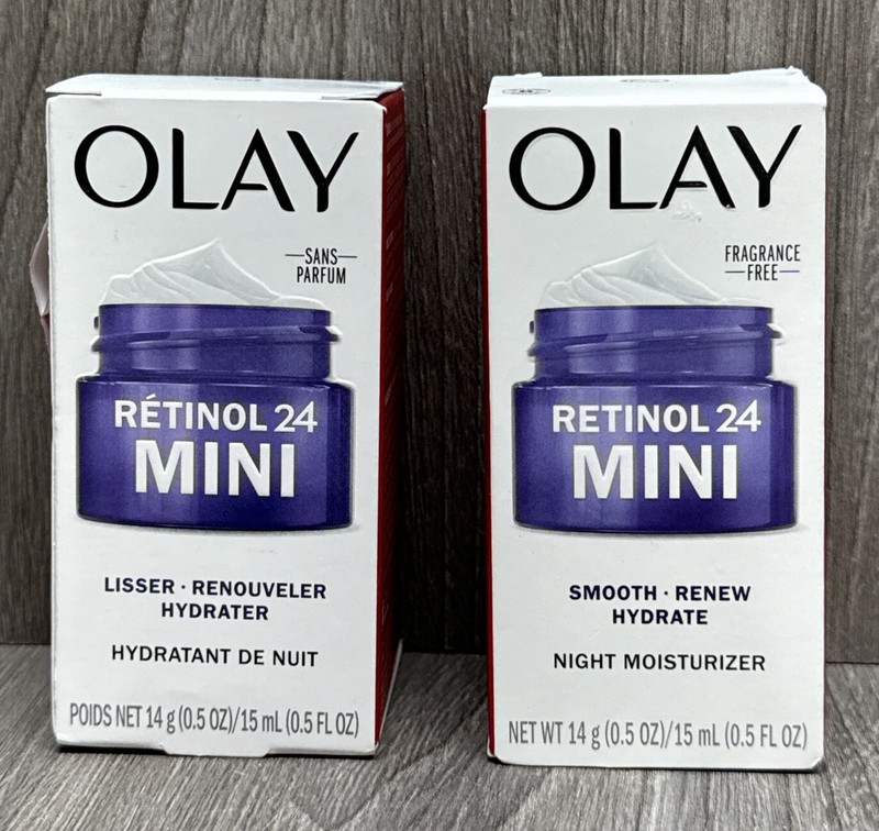 LOT OF 2 Olay Regenerist Retinol 24 MINI Night Moisturizer Fragrance-Free 0.5 oz