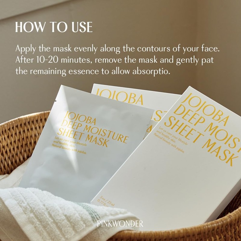 PINKWONDER Jojoba Deep Moisture Sheet Masks (5EA), Jojoba Oil and Hyaluronic ... gallery