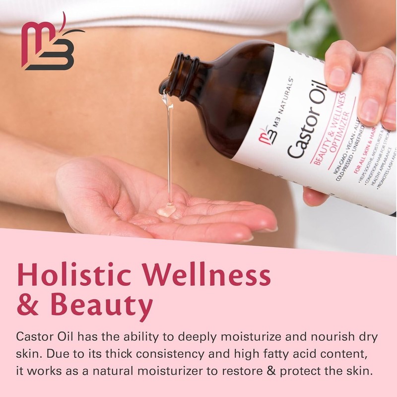 M3 Pure Hexane-Free Cold Pressed Castor Oil 500mL Glass Bottle for Hair gallery