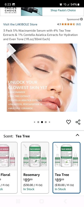 3 Pack Niacinamide Face Serum with Tea Tree & Centella Asiatica Anti Aging gallery