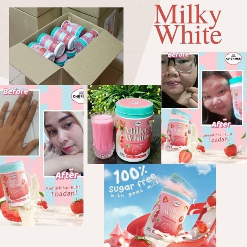 x4 K-Colly Chermes MilkyWhite Collagen 500g Strawberry Whitening Skin Supplement gallery